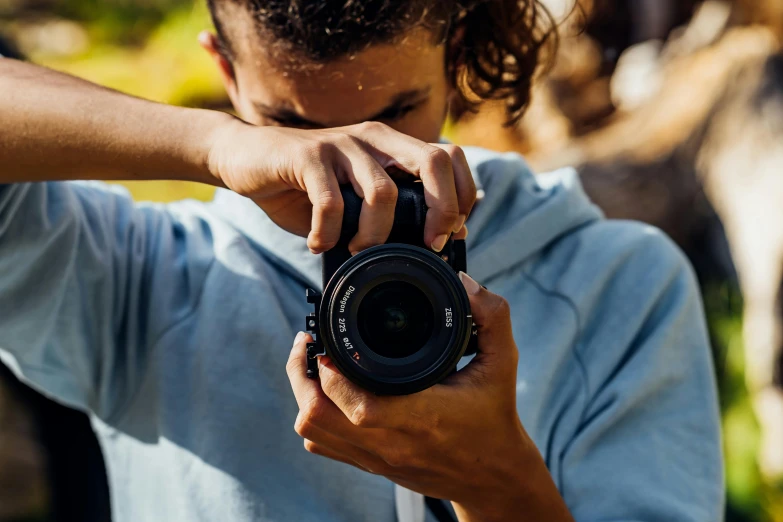 a person taking a picture with a camera, by Niko Henrichon, zoomed in shots, 4k wide lenses photograph, hasselblad photo, colour photography