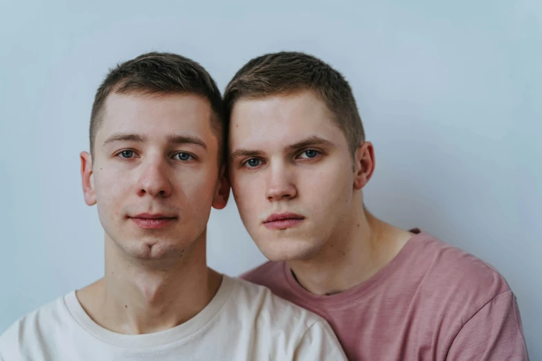 a couple of men standing next to each other, fair skinned, daniil kudriavtsev, very clear picture, gen z