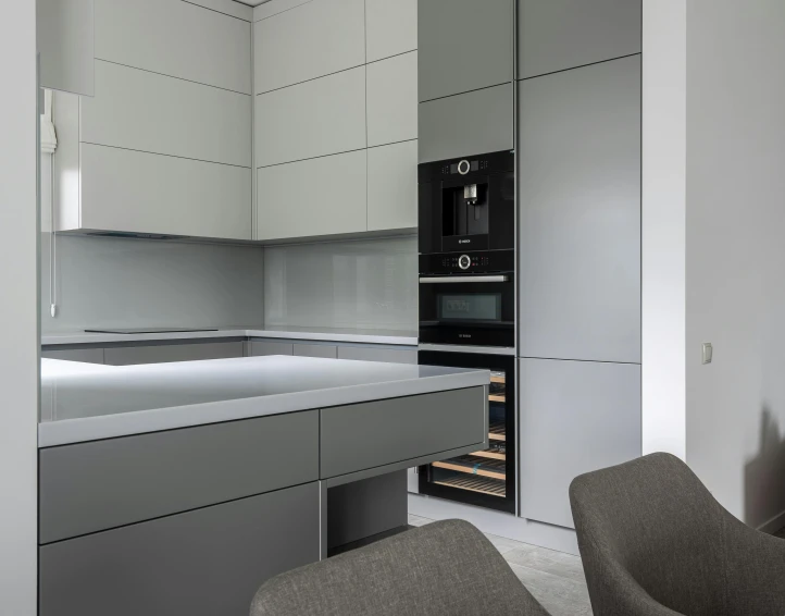 the kitchen is clean and ready for us to use, a 3D render, by Adam Marczyński, pexels contest winner, minimalism, grey metal body, modern minimalist f 2 0, inside a modern apartment, electric