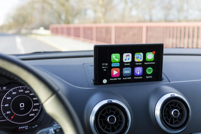 a cell phone mounted to the dashboard of a car, by Julia Pishtar, unsplash, les automatistes, square, hd display, highly detailed 8 k, teaser