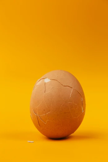 a cracked egg on a yellow background, a picture, shutterstock contest winner, shot on hasselblad, orange: 0.5, upset, profile image