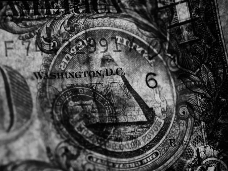 a close up of a clock on a dollar bill, an etching, by Konrad Witz, pexels, dark but detailed digital art, nautical maps grafitti, monochrome:-2, freemason symbol