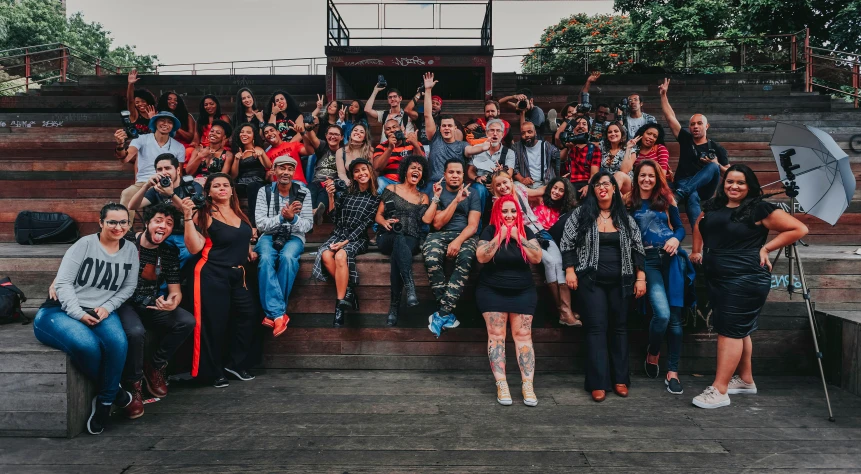 a group of people posing for a picture, são paulo, justina blakeney, avatar image, background image