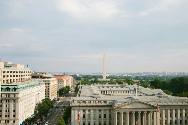 a view of the washington monument from the top of the capitol building, by Winona Nelson, unsplash contest winner, neoclassicism, skyline view from a rooftop, ai weiwei and gregory crewdson, colonnade, military buildings