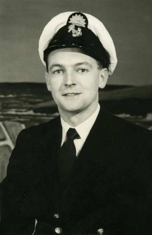 a black and white photo of a man in a sailor's uniform, 1 9 6 0 s, digital image, norwegian man, gerald