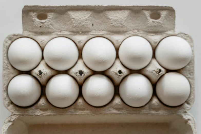 a carton filled with white eggs sitting on top of a table, a photo, unsplash, bauhaus, dividing it into nine quarters, ignant, close - up photo, bumps