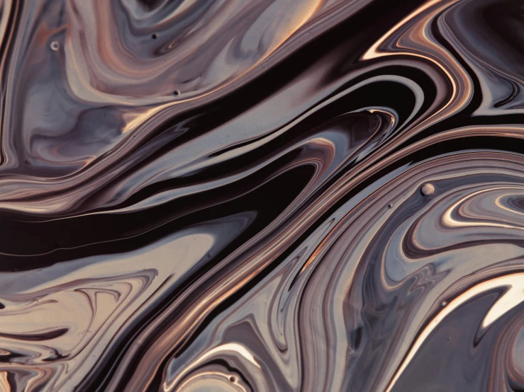 a close up of a liquid substance on a surface, inspired by Yanjun Cheng, trending on pexels, generative art, chocolate river, metal chrome, porcelain skin ”