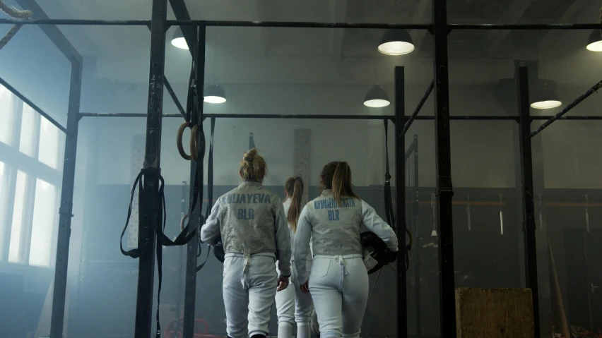 a couple of people that are standing in a room, fencing, shipgirls, alessio albi, sports photo