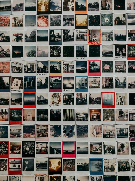 a bunch of pictures hanging on a wall, a polaroid photo, inspired by Thomas Struth, trending on unsplash, 144x144 canvas, zoomed in, wallpaper aesthetic, an aesthetic!