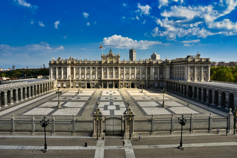 the courtyard of the royal palace in madrid, spain, pexels contest winner, square, high rendering, frontal, aerial