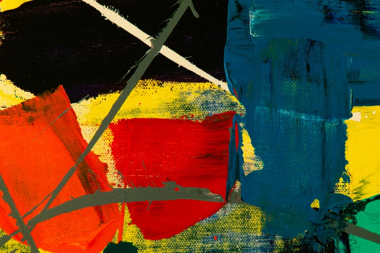 a painting with lots of different colors on it, inspired by Bruce McLean, pexels contest winner, abstract expressionism, split - complementary - colors, teaser, red yellow black, night time