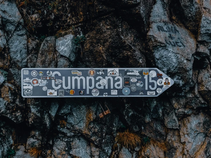 a street sign sitting on top of a pile of rocks, by Matija Jama, trending on unsplash, graffiti, cuphead, compass, 1 5 9 5, bumps