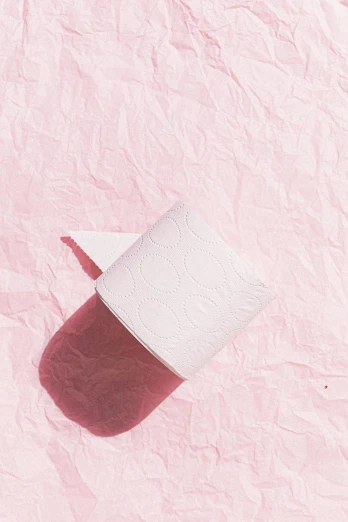 a roll of toilet paper on a pink background, by Emma Geary, plasticien, lace, light pink, embossed, product introduction photo
