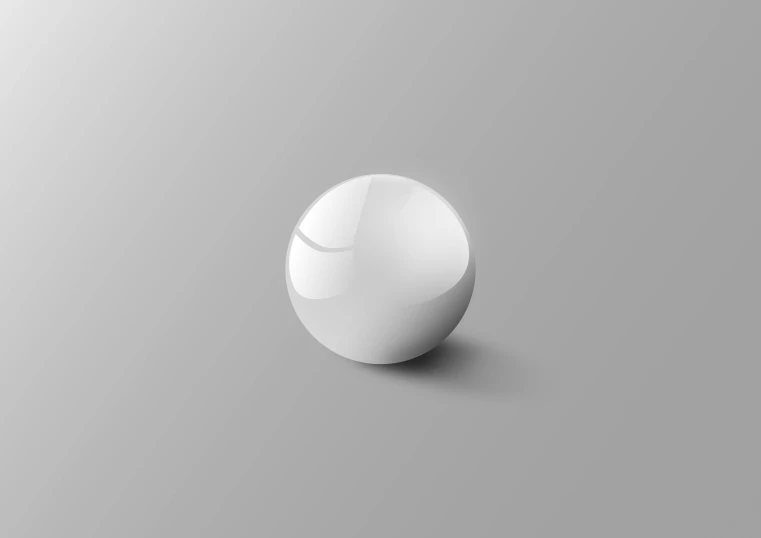 a white ball sitting on top of a gray surface, an ambient occlusion render, by Greg Rutkowski, digital art, vector graphic, gloss finish, artwork, white: 0.5