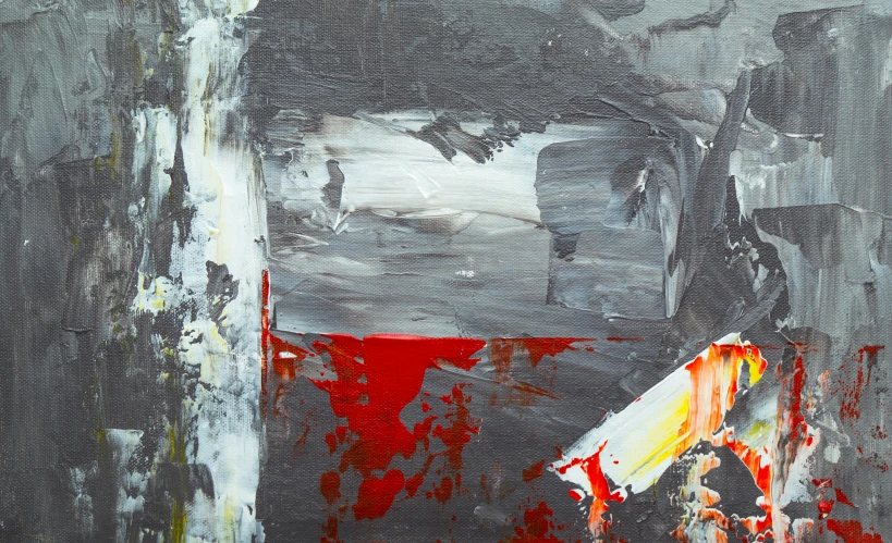 a close up of a painting on a wall, inspired by Richter, unsplash, abstract expressionism, payne's grey and venetian red, glassy fracture, detailed product image, dan mumfor