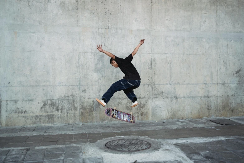 a man flying through the air while riding a skateboard, pexels contest winner, street art, 15081959 21121991 01012000 4k, photo 8 k, “hyper realistic, pointè pose