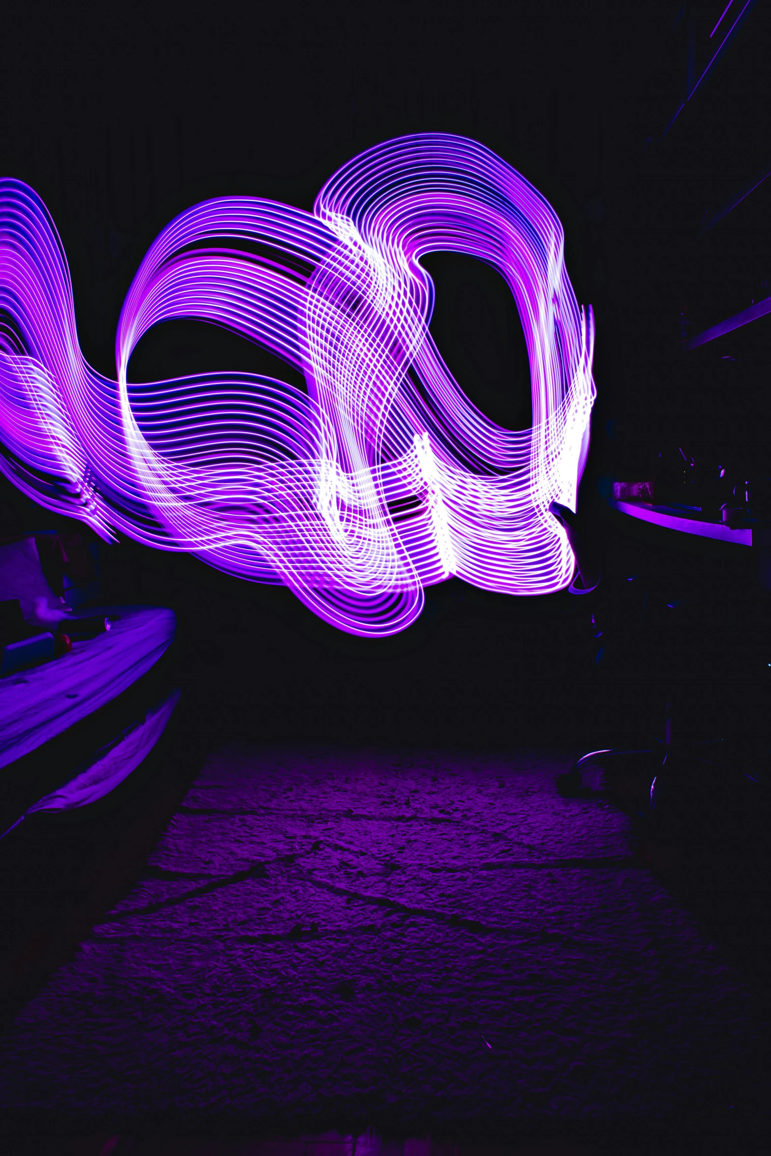 a long exposure photograph of a light painting, pexels, ((purple)), at a rave, sinuous, long exposure photograph