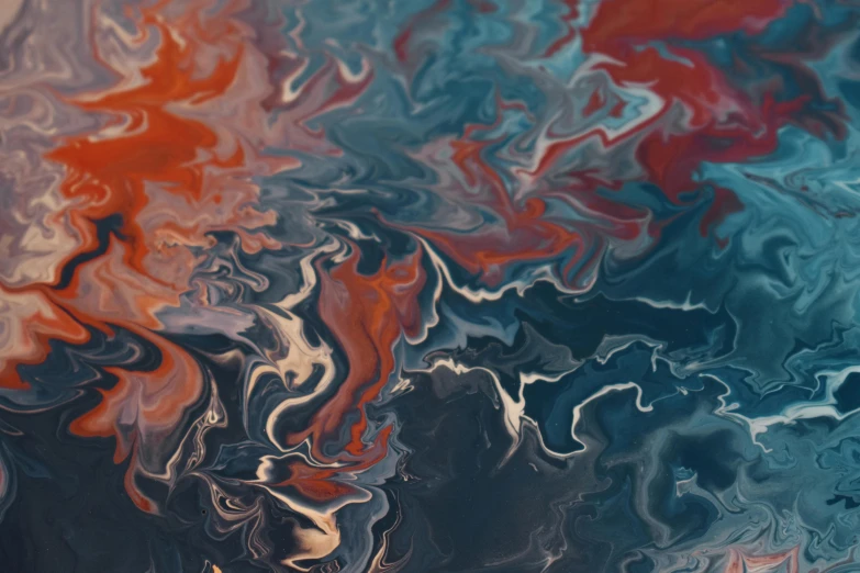 a close up view of an abstract painting, inspired by Anna Füssli, pexels contest winner, generative art, dark blue + dark orange, teal silver red, mapbox, currents