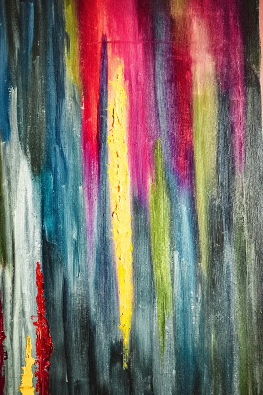 a painting with a lot of colors on it, inspired by Richter, unsplash, striations, lightening, oil on canvas, ( ( abstract ) )