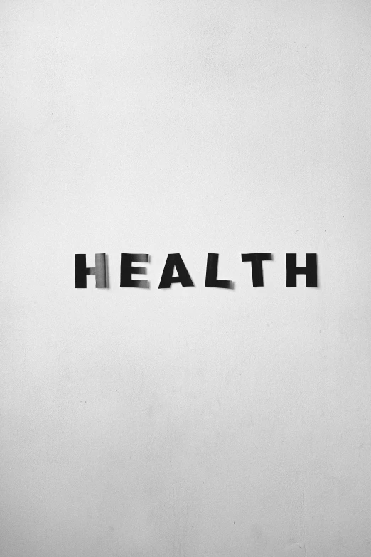 a black and white photo of the word health, an album cover, in the style of john baldessari, lean, health bar hud, strength