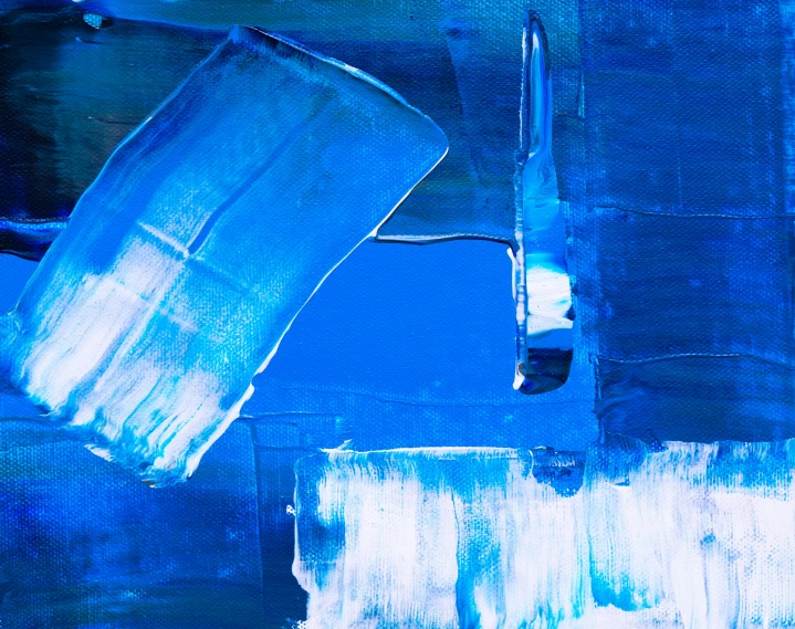 a close up of a painting of blue paint, inspired by Yves Klein, pexels, abstract art, ice shards, ilustration, blue lighting, thumbnail