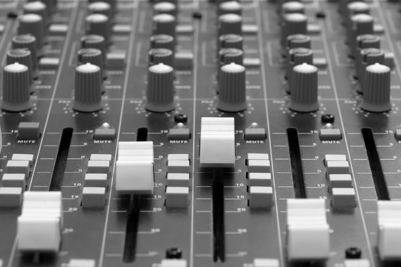 a close up of a mixing board with knobs, a black and white photo, by Dan Christensen, pexels, rendered art, micro detailed, big!!!!!!!!!!!!, thumbnail