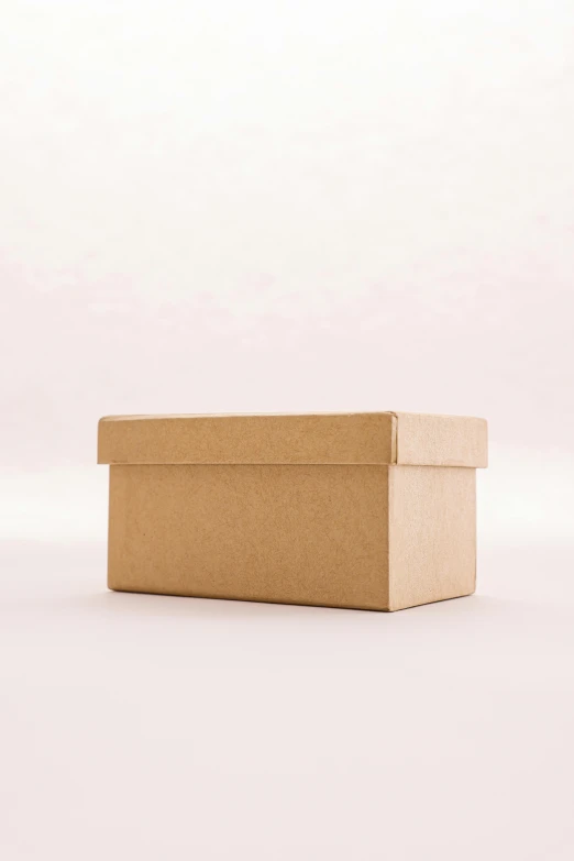 a brown box sitting on top of a white surface, a picture, unsplash, plain background, foot, high detailed), cardboard
