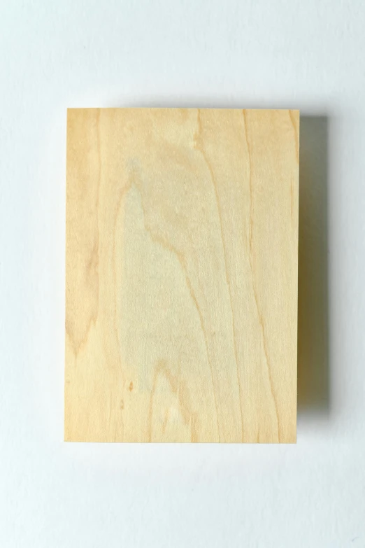 a wooden block on a white surface, a picture, arbeitsrat für kunst, back facing, sycamore, whole card, moderate colors