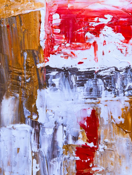 a close up of a painting of a fire hydrant, an abstract painting, inspired by Gerhard Richter, trending on unsplash, red white and gold color scheme, a painting of white silver, ( ( abstract ) ), abstract blocks