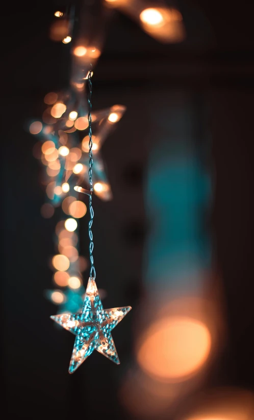 a close up of a string of lights, a photo, by Robbie Trevino, pexels, shooting star, ornament, having a good time, wide - shot