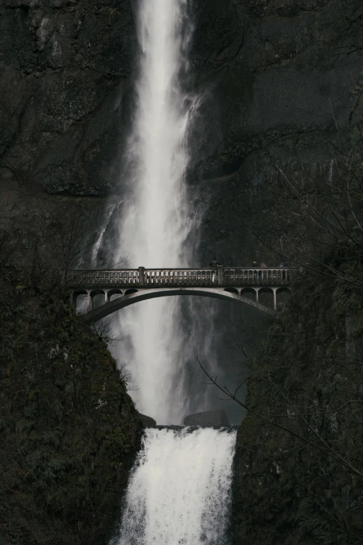 an aerial view of a waterfall and a bridge, pexels contest winner, renaissance, from scene from twin peaks, edward steichen, exterior shot, washington