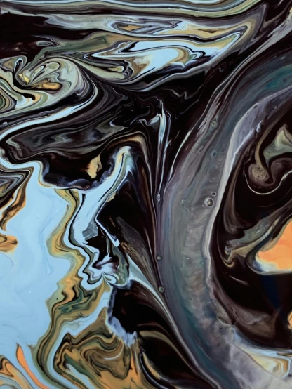 a close up of a painting of a body of water, inspired by Yanjun Cheng, trending on pexels, black marble, made of liquid, profile pic, earth colors