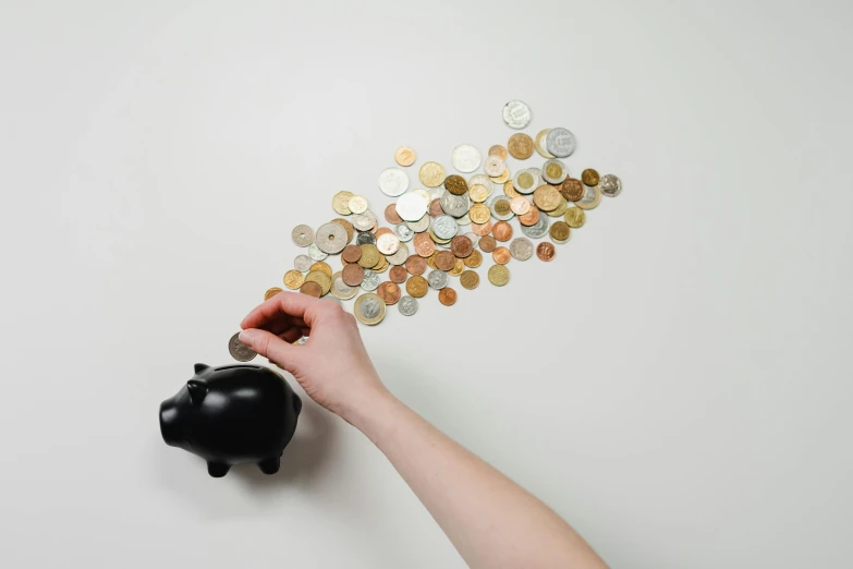 a person putting coins into a piggy bank, a photo, by Andries Stock, arbeitsrat für kunst, pixvy, flatlay, 15081959 21121991 01012000 4k, cryptocurrency