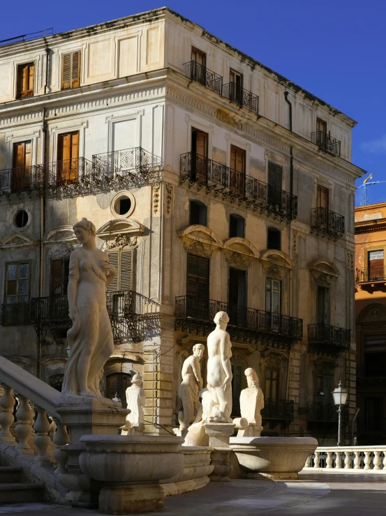 a large building with statues in front of it, inspired by Giovanni Battista Piazzetta, neoclassicism, slide show, conversano, savannah, splash image