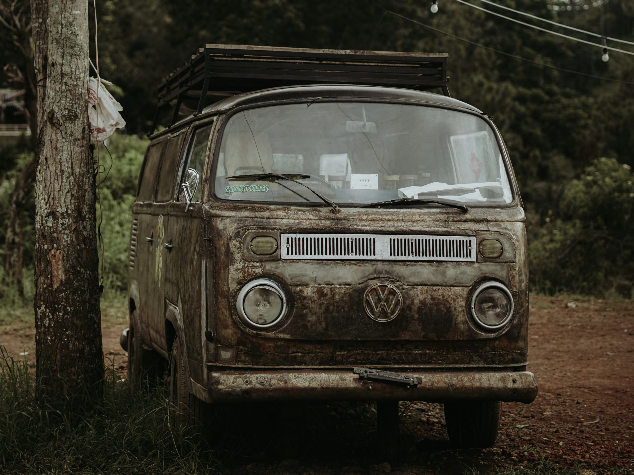 an old van parked on the side of a dirt road, pexels contest winner, weathered ultra detailed, microbus, pbr materials, brown