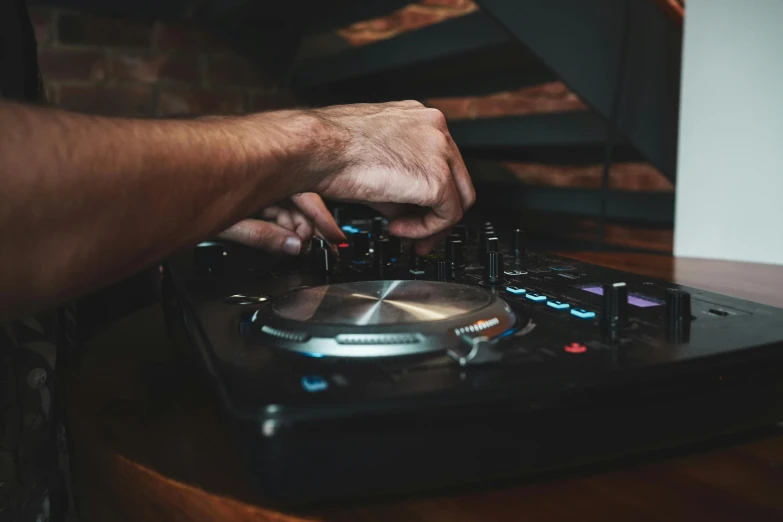 a close up of a person using a dj controller, trending on pexels, 15081959 21121991 01012000 4k, thumbnail, ash thorp, doing an elegant pose