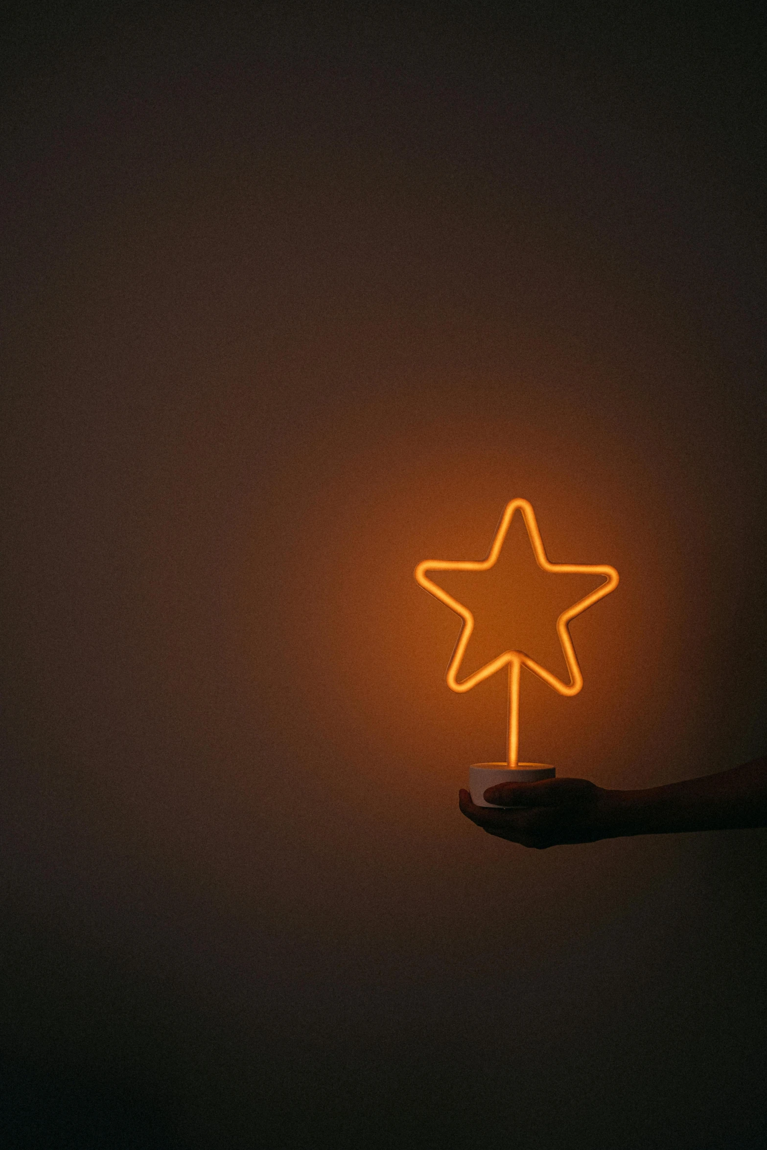 a person holding a neon star in their hand, by Robbie Trevino, minimalism, large tall, lena oxton, large