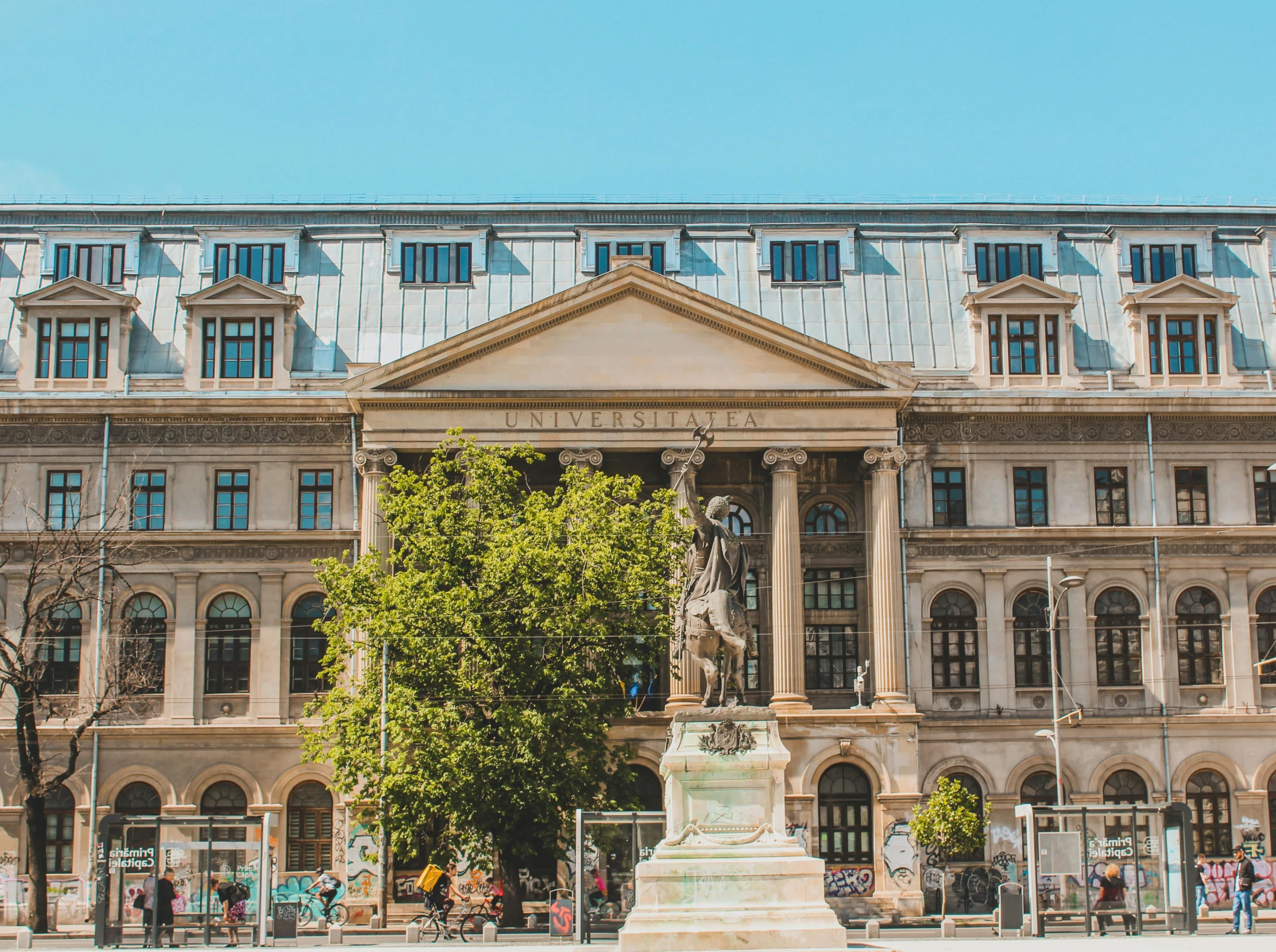 a large building with a statue in front of it, pexels contest winner, neoclassicism, budapest street background, square, 🚿🗝📝, berghain