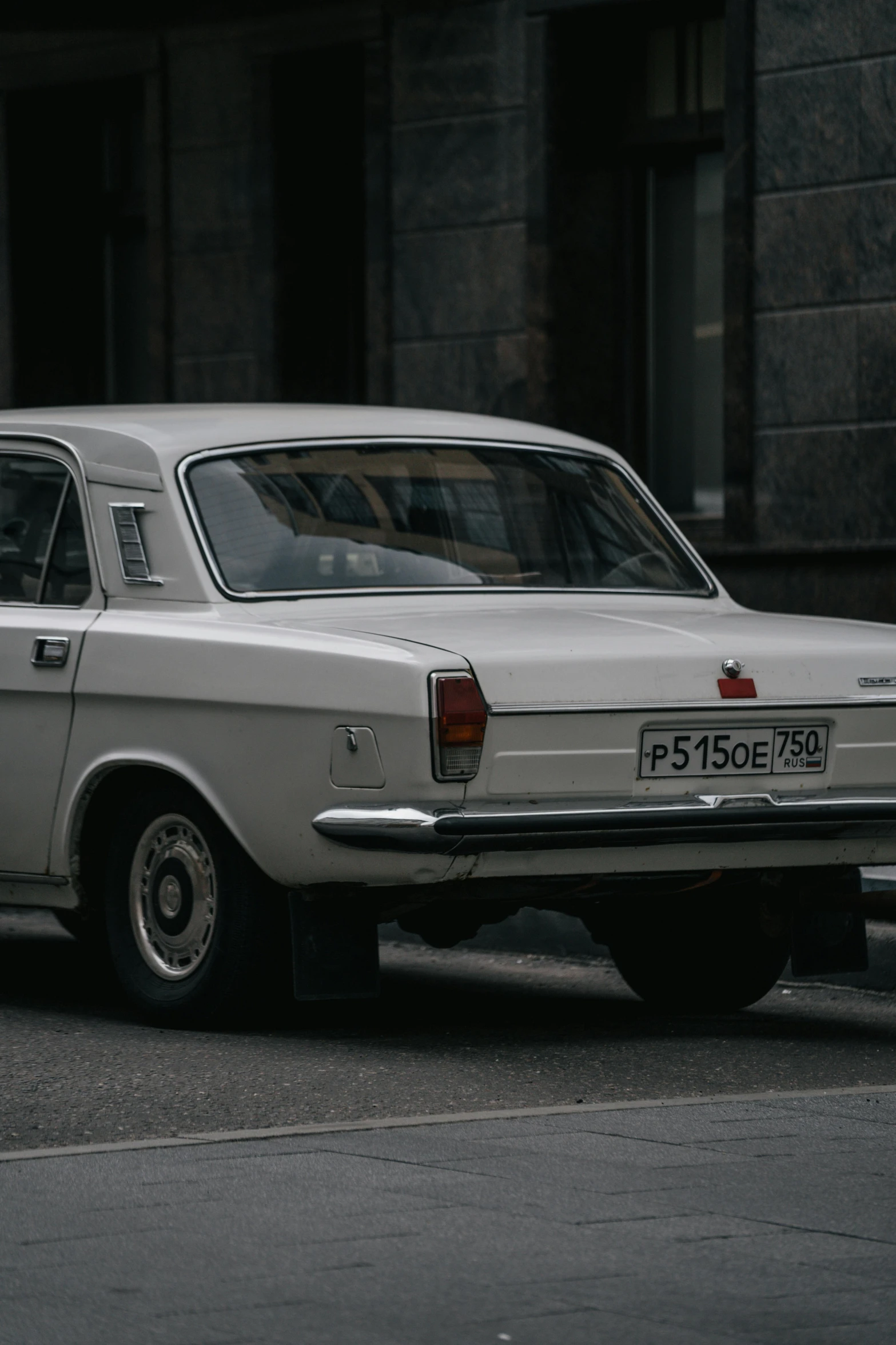 a white car parked on the side of the road, soviet style, insanely details, square, 000 — википедия