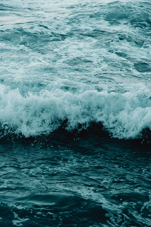 a person riding a surfboard on a wave in the ocean, an album cover, trending on unsplash, renaissance, dark ocean water, scientific photo, sea foam, blue image