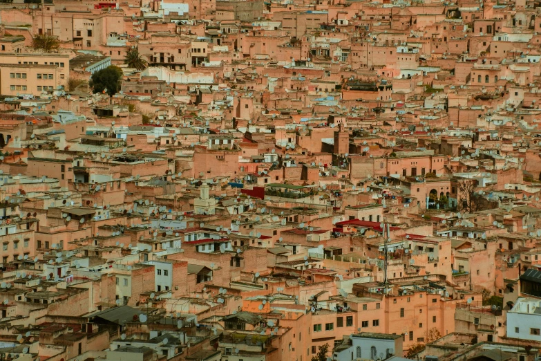 a large city filled with lots of tall buildings, by Lee Loughridge, unsplash contest winner, renaissance, moroccan city, in shades of peach, terraced, !!highly detailed!!