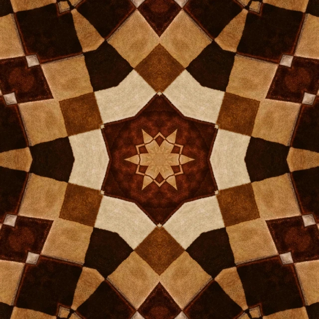 a pattern made up of squares and squares, a mosaic, inspired by Lubin Baugin, pixabay contest winner, brown color, persian rug, stars, phone photo