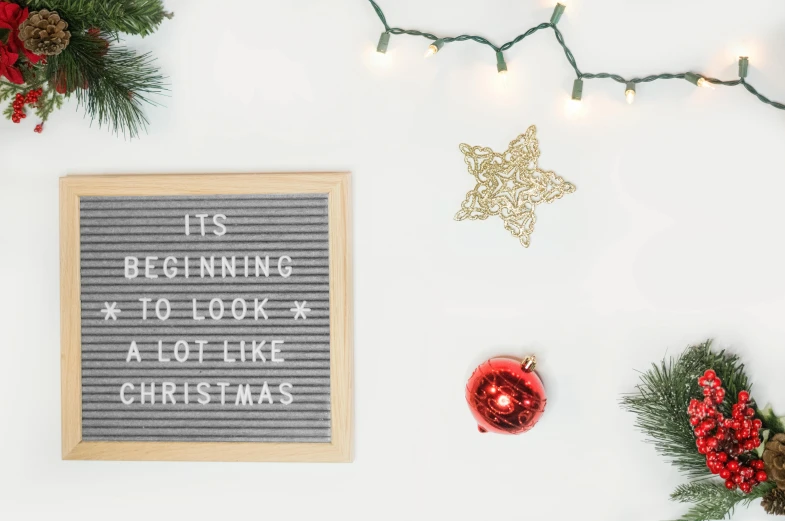 a sign that says it's beginning to look a lot like christmas, a picture, trending on unsplash, on grey background, lightbox, background image