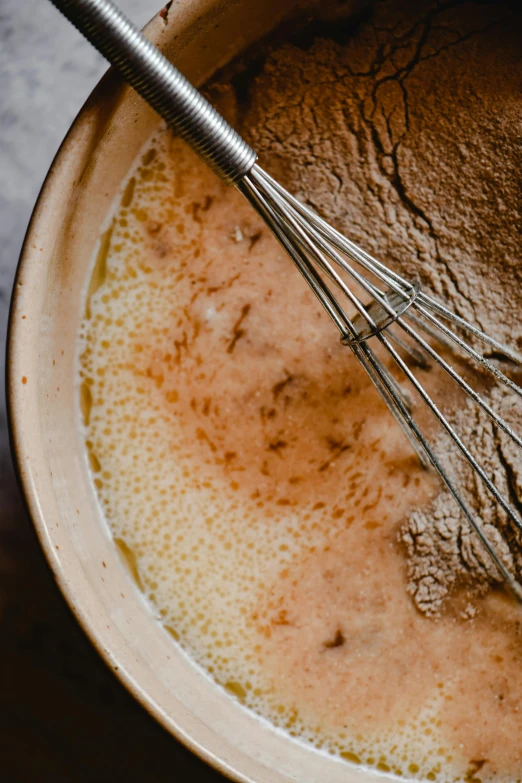 a bowl of food with a whisk in it, deep texture, thumbnail, yeast, creamy skin