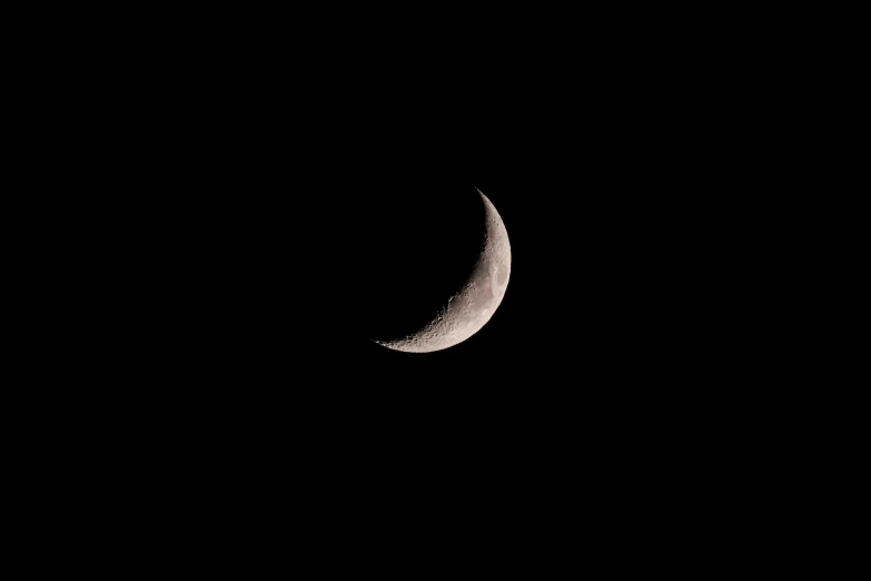 the moon is lit up in the dark sky, an album cover, by Peter Churcher, pexels, hurufiyya, crescent moon, 2 8 mm macro photo, ☁🌪🌙👩🏾, minimalissimo