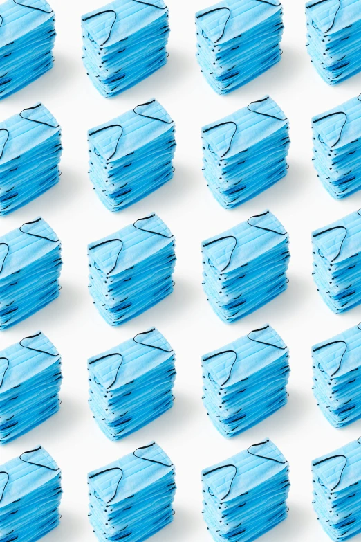 a lot of blue surgical masks on a white background, by Matija Jama, squares, thumbnail, folded, background image