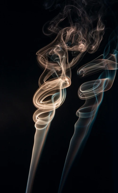 a close up of smoke on a black background, by Doug Ohlson, pexels, twirls and curves, incense, light traces, high quality photo