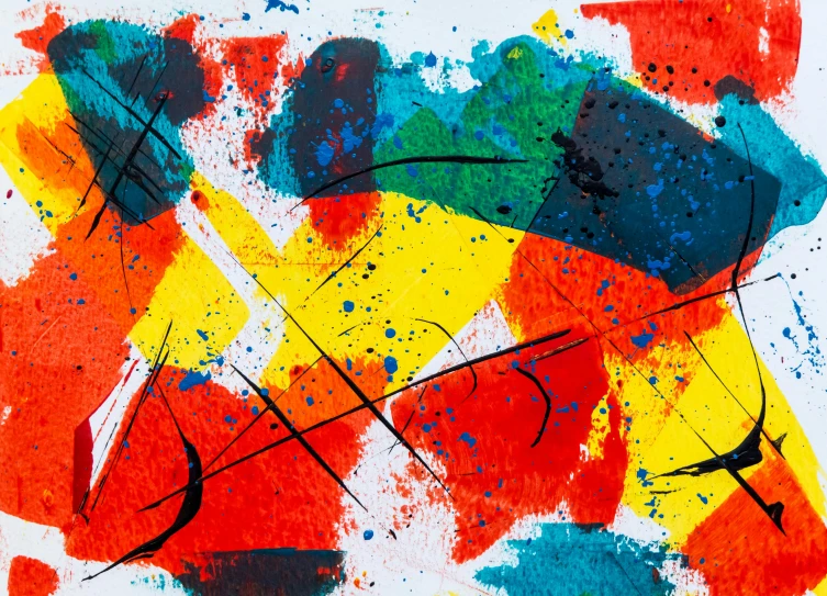 a colorful abstract painting on a white background, inspired by Ernst Wilhelm Nay, flickr, abstract expressionism, bright vivid color hues:1, miro petrov, shattered abstractions, lying on an abstract