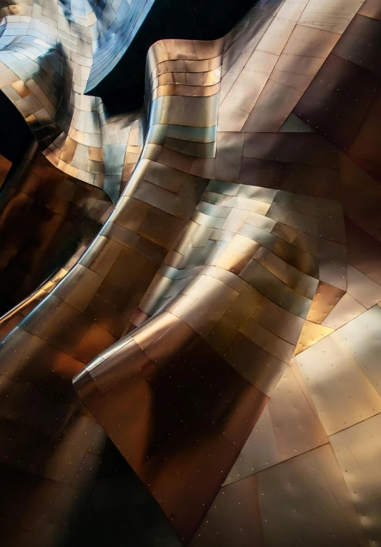 a man riding a skateboard up the side of a ramp, an abstract sculpture, inspired by John Chamberlain, unsplash contest winner, panfuturism, macro up view metallic, tuba, curved. studio lighting, atelier olschinsky
