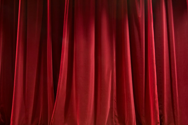 a cat sitting in front of a red curtain